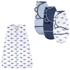 image:imageHudson Baby Wearable Sleeping Bag amp Swaddle Wrap 3Pack Jersey CottonWhale