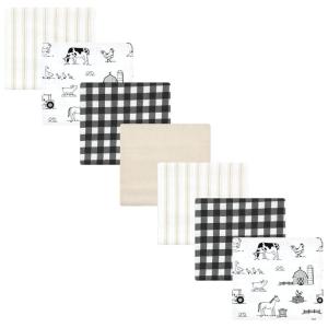 image:imageLittle Treasure Hudson Baby Cotton Poly Flannel Receiving Blankets Multipack Pink Rose 30x30 inchesBlack Neutral Farm