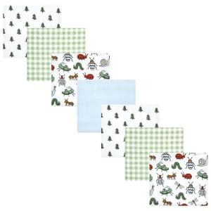 image:imageLittle Treasure Hudson Baby Cotton Poly Flannel Receiving Blankets Multipack Pink Rose 30x30 inchesGreen Bugs