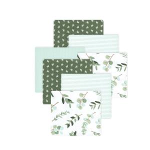 image:imageLittle Treasure Hudson Baby Cotton Poly Flannel Receiving Blankets Multipack Pink Rose 30x30 inchesGreen Eucalyptus