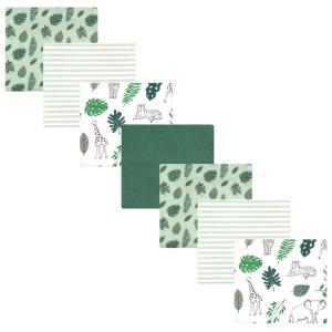 image:imageLittle Treasure Hudson Baby Cotton Poly Flannel Receiving Blankets Multipack Pink Rose 30x30 inchesGreen Jungle