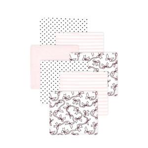 image:imageLittle Treasure Hudson Baby Cotton Poly Flannel Receiving Blankets Multipack Pink Rose 30x30 inchesPink Bow