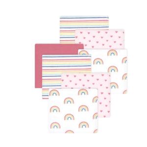 image:imageLittle Treasure Hudson Baby Cotton Poly Flannel Receiving Blankets Multipack Pink Rose 30x30 inchesPink Creative Rainbow