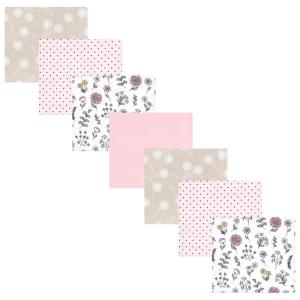image:imageLittle Treasure Hudson Baby Cotton Poly Flannel Receiving Blankets Multipack Pink Rose 30x30 inchesPink Dandelion Wish