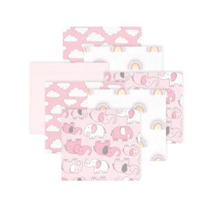 image:imageLittle Treasure Hudson Baby Cotton Poly Flannel Receiving Blankets Multipack Pink Rose 30x30 inchesPink New Elephant