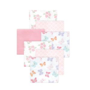 image:imageLittle Treasure Hudson Baby Cotton Poly Flannel Receiving Blankets Multipack Pink Rose 30x30 inchesPink Pastel Butterfly
