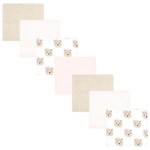 image:imageLittle Treasure Hudson Baby Cotton Poly Flannel Receiving Blankets Multipack Pink Rose 30x30 inchesPink Taupe Bears
