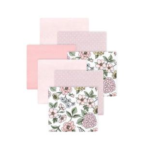 image:imageLittle Treasure Hudson Baby Cotton Poly Flannel Receiving Blankets Multipack Pink Rose 30x30 inchesPink Vintage Blossom