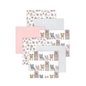 image:imageLittle Treasure Hudson Baby Cotton Poly Flannel Receiving Blankets Multipack Pink Rose 30x30 inchesPink Wild Forest