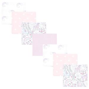 image:imageLittle Treasure Hudson Baby Cotton Poly Flannel Receiving Blankets Multipack Pink Rose 30x30 inchesPurple Dreamy Unicorn