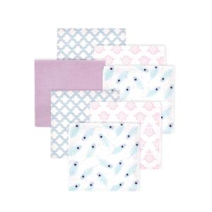 image:imageLittle Treasure Hudson Baby Cotton Poly Flannel Receiving Blankets Multipack Pink Rose 30x30 inchesPurple Peacock Feather