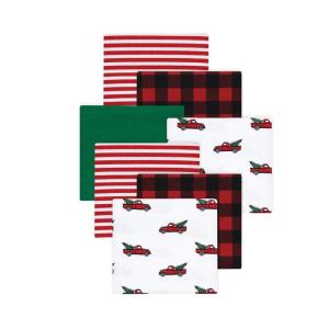 image:imageLittle Treasure Hudson Baby Cotton Poly Flannel Receiving Blankets Multipack Pink Rose 30x30 inchesRed Christmas Tree Truck
