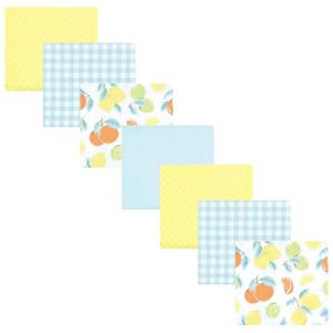image:imageLittle Treasure Hudson Baby Cotton Poly Flannel Receiving Blankets Multipack Pink Rose 30x30 inchesYellow Citrus Mint