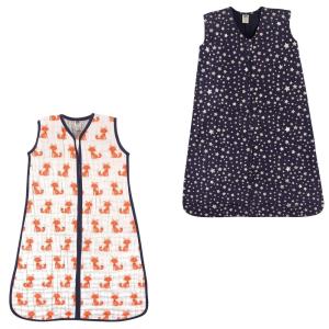 image:imageWearable Sleeping Bag Muslin amp Jersey Cotton 2PackFoxesStars
