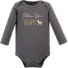image:imageHudson Baby Baby Girls Cotton Longsleeve Bodysuits 3packGold Unicorn