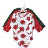 image:imageHudson Baby Baby Girls Cotton Longsleeve Bodysuits 3packPoinsettia