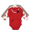 image:imageHudson Baby Baby Girls Cotton Longsleeve Bodysuits 3packRed Rose Leopard