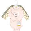 image:imageHudson Baby Baby Girls Cotton Longsleeve Bodysuits 3packSage Floral Wreath