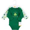 image:imageHudson Baby Baby Girls Cotton Longsleeve Bodysuits 3packSt Patricks Rainbow