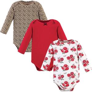 image:imageHudson Baby Baby Girls Cotton Longsleeve Bodysuits 3packBasic Rose Leopard