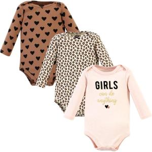 image:imageHudson Baby Baby Girls Cotton Longsleeve Bodysuits 3packCinnamon Hearts