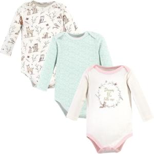 image:imageHudson Baby Baby Girls Cotton Longsleeve Bodysuits 3packEnchanted Forest Dream