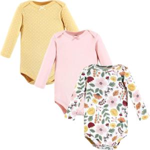 image:imageHudson Baby Baby Girls Cotton Longsleeve Bodysuits 3packFall Botanical