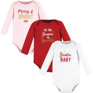 image:imageHudson Baby Baby Girls Cotton Longsleeve Bodysuits 3packGirl Christmas Sayings
