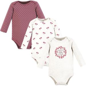 image:imageHudson Baby Baby Girls Cotton Longsleeve Bodysuits 3packHappy Love