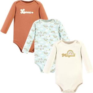 image:imageHudson Baby Baby Girls Cotton Longsleeve Bodysuits 3packMagical Rainbow