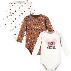image:imageHudson Baby Baby Girls Cotton Longsleeve Bodysuits 3packRustic Leopard