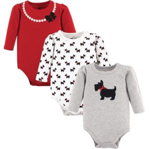 image:imageHudson Baby Baby Girls Cotton Longsleeve Bodysuits 3packScottie Dog