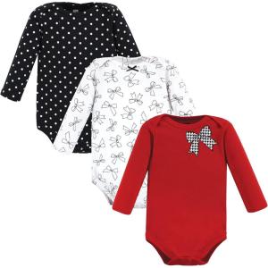 image:imageHudson Baby Baby Girls Cotton Longsleeve Bodysuits 3packWinter Bows