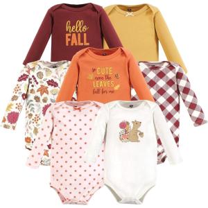 image:imageHudson Baby Baby Girls Cotton Longsleeve Bodysuits 7packFall Squirrel