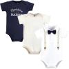 image:imageHudson Baby Infant Boy Cotton Bodysuits Beige Navy Suspender 912 Months