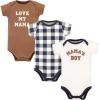image:imageHudson Baby Unisex Baby Cotton Bodysuits Brown Navy Mamas Boy 3Pack Newborn