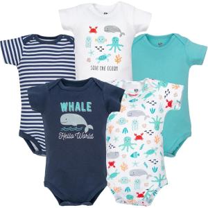 image:imageHudson Baby Infant Boys Cotton Bodysuits 5Pack Sea Characters Newborn