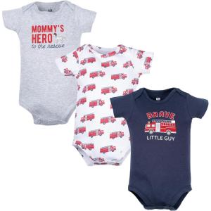 image:imageHudson Baby Unisex Baby Cotton Bodysuits 3PackBrave Firetruck