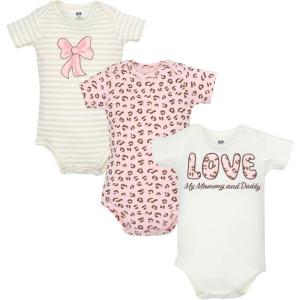 image:imageHudson Baby Unisex Baby Cotton Bodysuits 3PackLeopard Bow
