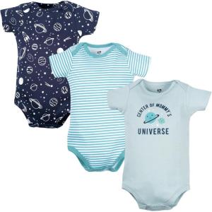 image:imageHudson Baby Unisex Baby Cotton Bodysuits 3PackTeal Navy Planets