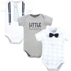 image:imageHudson Baby Unisex Baby Cotton Bodysuits Plaid Little Man Polo 912 Months