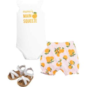 image:imageHudson Baby Unisex Baby Cotton Bodysuit Shorts and Shoe SetMain Squeeze Orange
