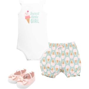 image:imageHudson Baby Unisex Baby Cotton Bodysuit Shorts and Shoe SetSweet Ice Cream