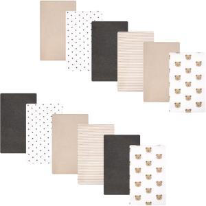 image:imageHudson Baby Unisex Baby Cotton Polyester Flannel Burp Cloths Bundle 12PackCozy Cutie