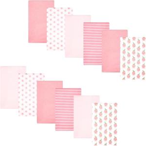 image:imageHudson Baby Unisex Baby Cotton Polyester Flannel Burp Cloths Bundle 12PackHappy Strawberries