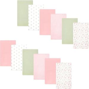 image:imageHudson Baby Unisex Baby Cotton Polyester Flannel Burp Cloths Bundle 12PackTiny Rose