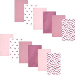 image:imageHudson Baby Unisex Baby Cotton Polyester Flannel Burp Cloths Bundle 12PackWild Rose Floral