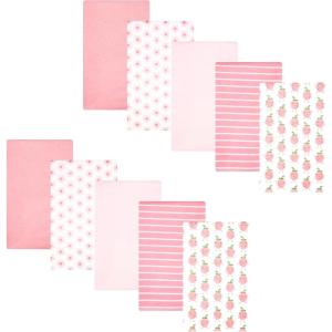 image:imageHudson Baby Unisex Baby Cotton Polyester Flannel Burp ClothsHappy Strawberries 10pack