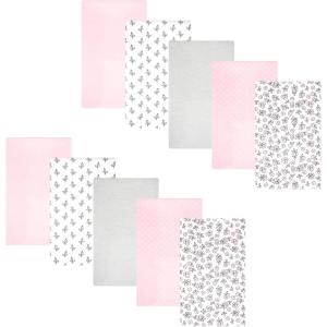 image:imageHudson Baby Unisex Baby Cotton Polyester Flannel Burp ClothsPink Primrose 10pack