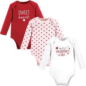 image:imageHudson Baby Baby Girls Cotton Longsleeve Bodysuits 3packValentine Sweetheart
